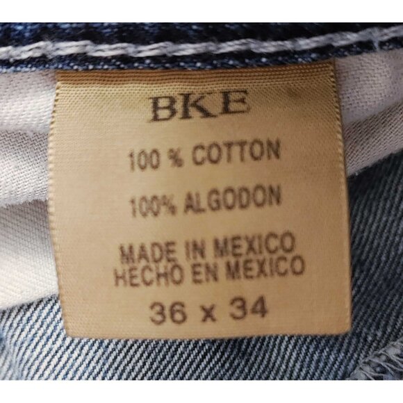 BKE Fulton Bootcut Jeans Men 36x34 Distressed Denim Western Style Rodeo - Picture 8 of 9